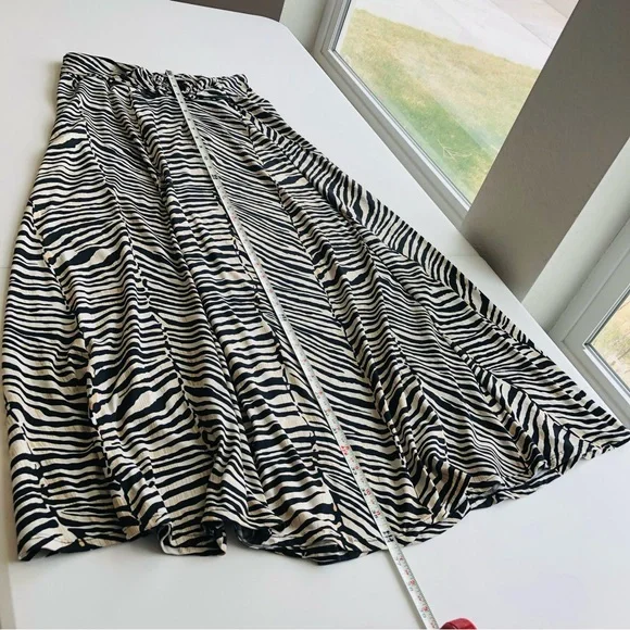 Robert Luis maxi skirt animal print tan, white and black, plastic ring belt sz.S - Picture 2 of 7